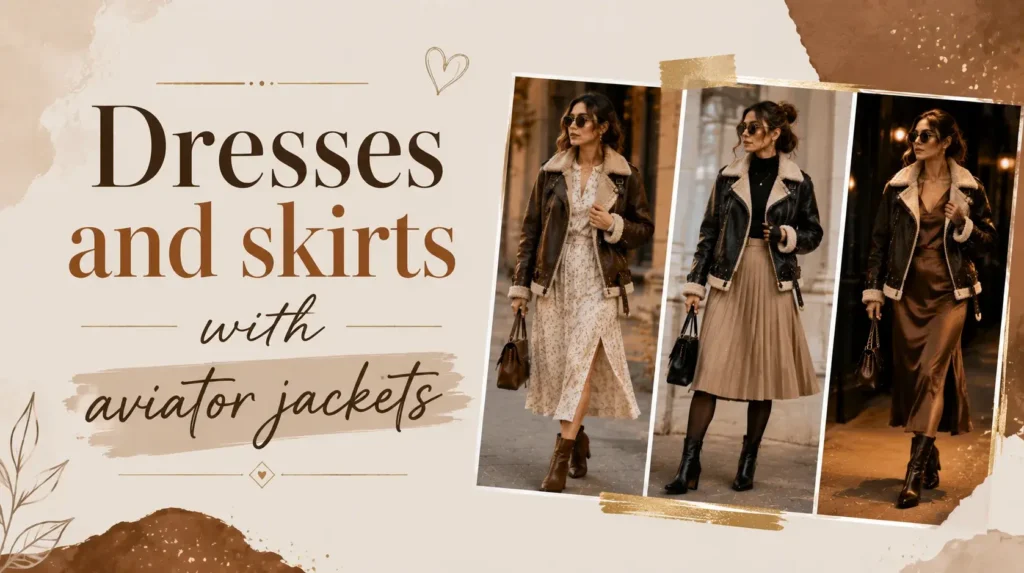 Dresses and skirts with aviator jackets