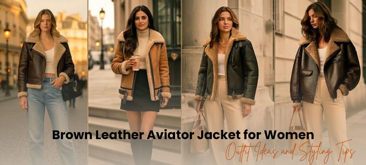 Brown Leather Aviator Jacket for Women: Outfit Ideas and Styling Tips
