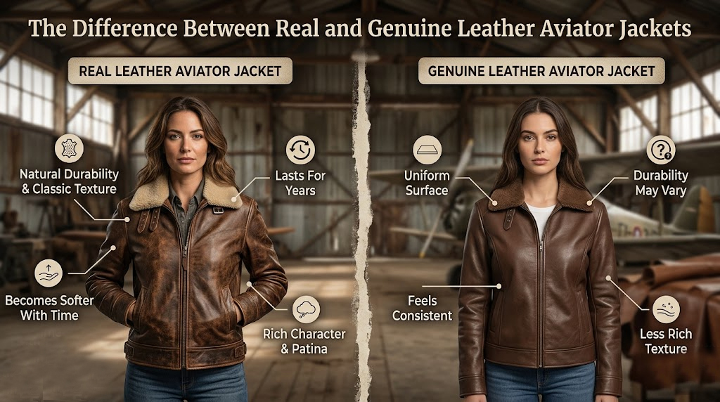 The Difference Between Real and Genuine Leather Aviator Jackets
