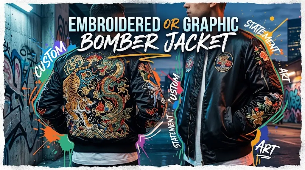 10. Embroidered or Graphic Bomber Jacket