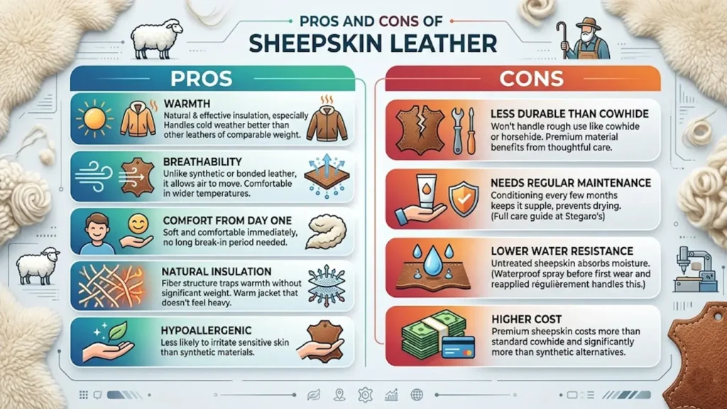 Pros and Cons of Sheepskin Leather