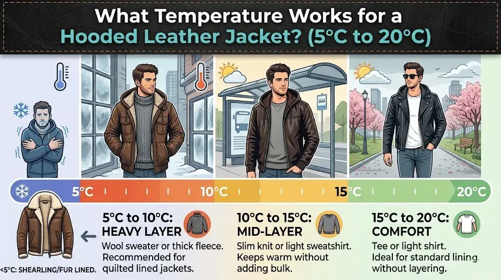 What Temperature Works for a Hooded Leather Jacket? (5°C to 20°C)