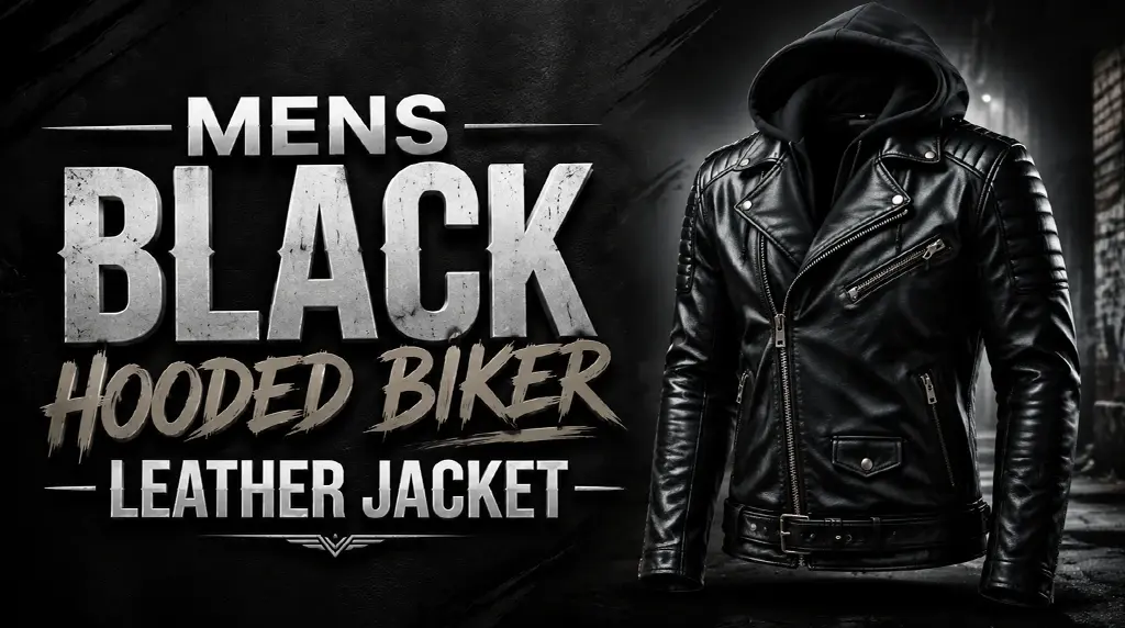 #1: Mens Black Hooded Biker Leather Jacket