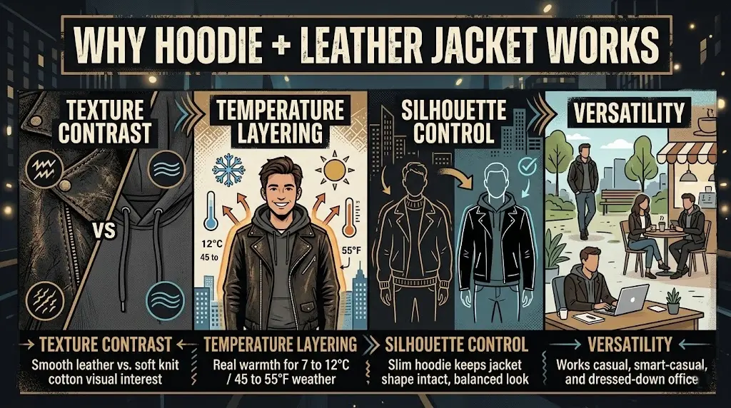 Why Hoodie + Leather Jacket Works