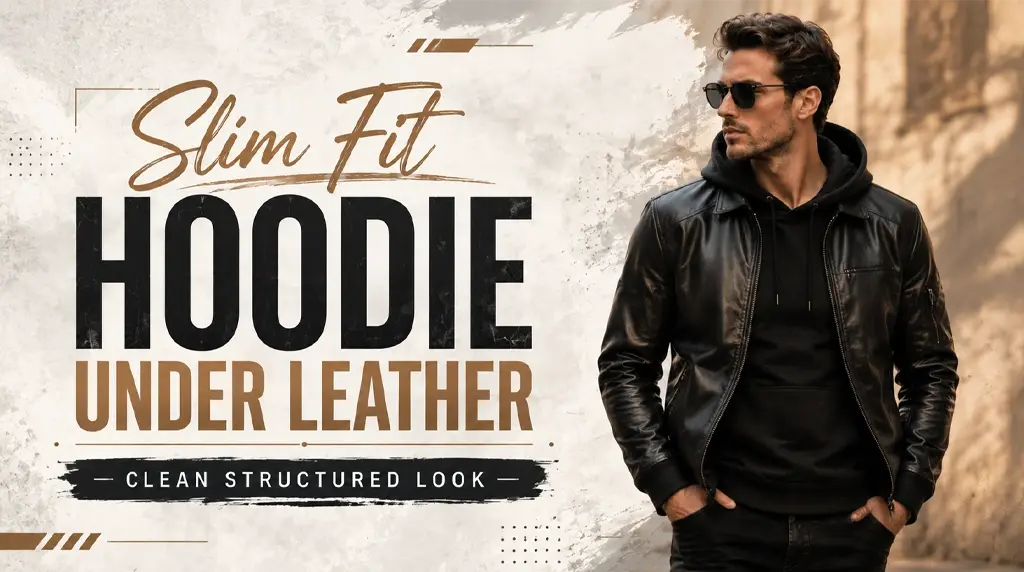 Look 1: Slim Fit Hoodie Under Leather — Clean Structured Look