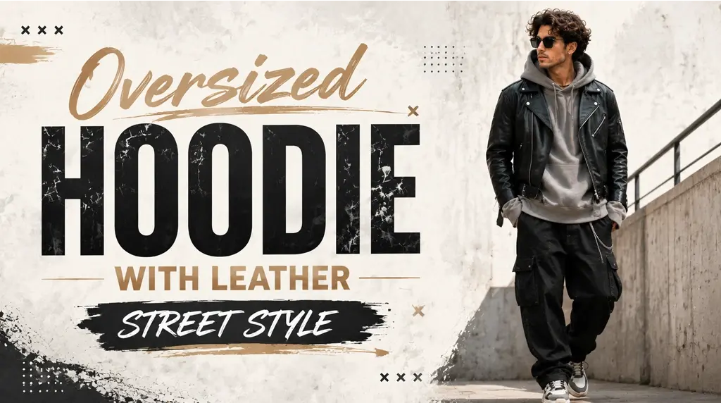 Look 2: Oversized Hoodie with Leather — Street Style