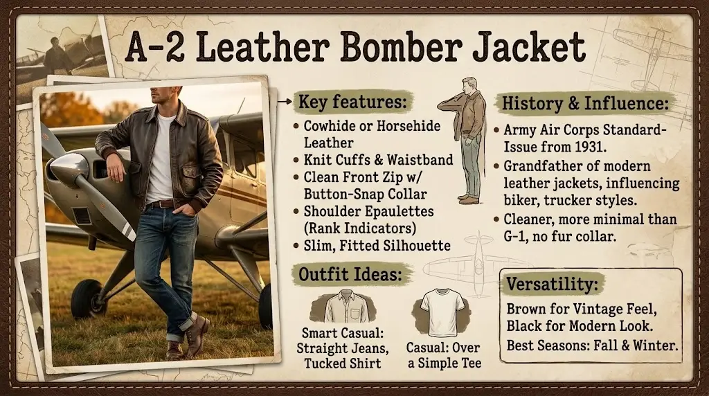 4. A-2 Leather Bomber Jacket