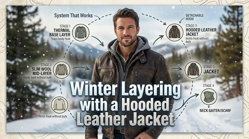 Winter Layering Tips with a Hooded Leather Jacket