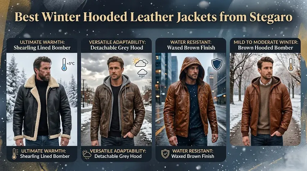 Best Winter Hooded Leather Jackets from Stegaro