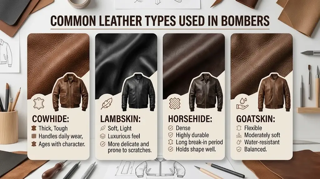 Common Leather Types Used in Bombers