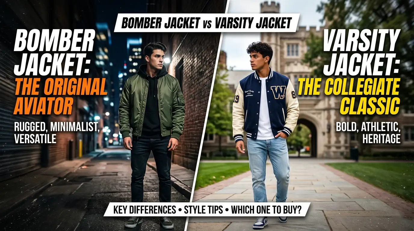 Bomber Jacket vs Varsity Jacket: Key Differences, Style Tips & Which One to Buy