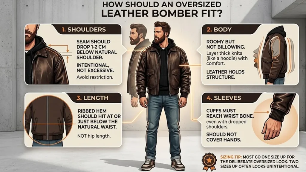 How Should an Oversized Leather Bomber Fit?