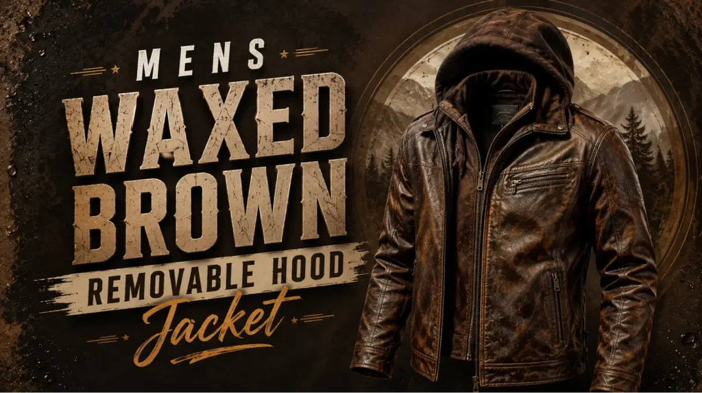 #3: Mens Waxed Brown Removable Hood Jacket