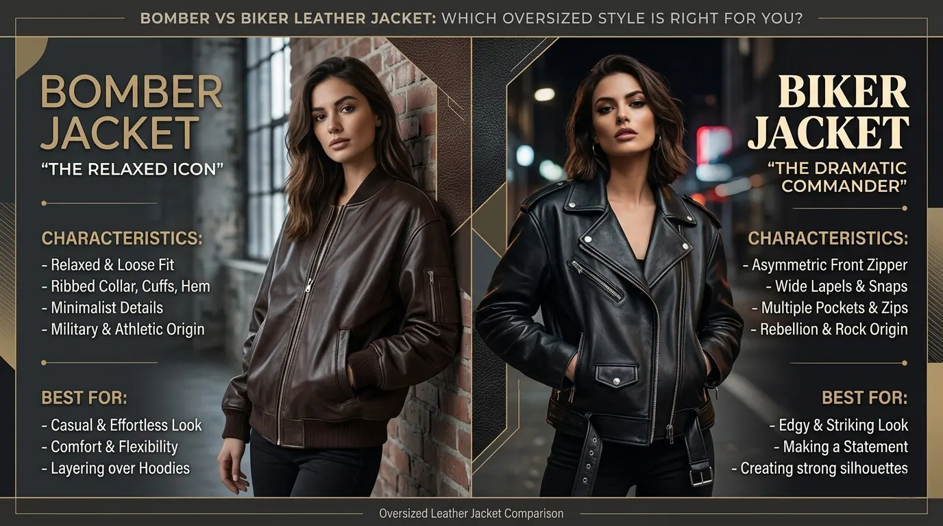 Bomber vs Biker Leather Jacket: Which Oversized Style Is Right for You?