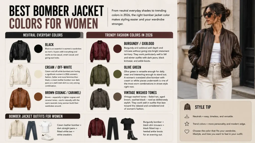 Best Bomber Jacket Colors for Women
