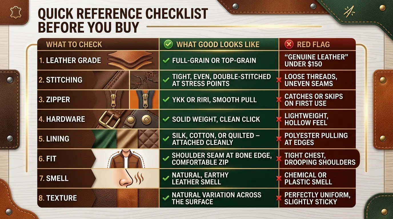 Quick Reference Checklist Before You Buy
