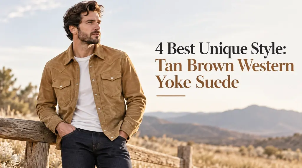 #4 Best Unique Style: Tan Brown Western Yoke Suede