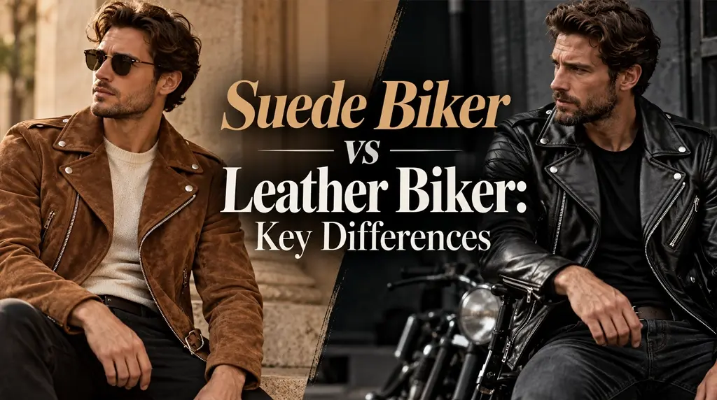 Mens Biker Jacket Suedeย