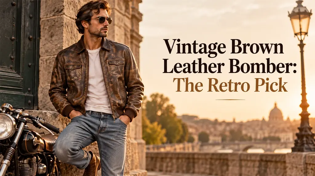 Vintage Brown Leather Bomber: The Retro Pick