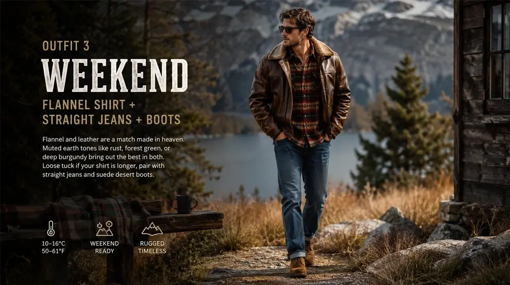 Outfit 3: Weekend: Flannel Shirt + Straight Jeans + Boots