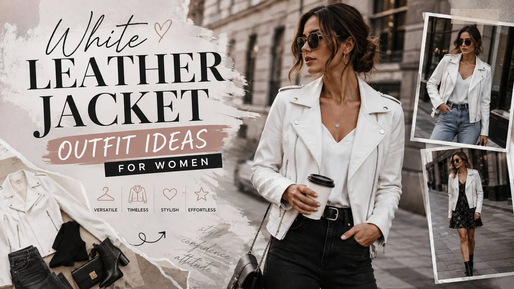 White Leather Jacket Outfit Ideas for Women