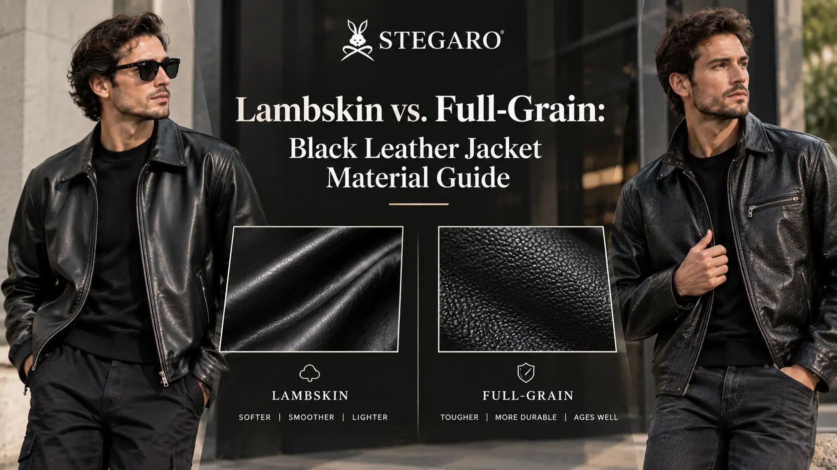 Lambskin vs. Full-Grain: Black Leather Jacket Material Guide