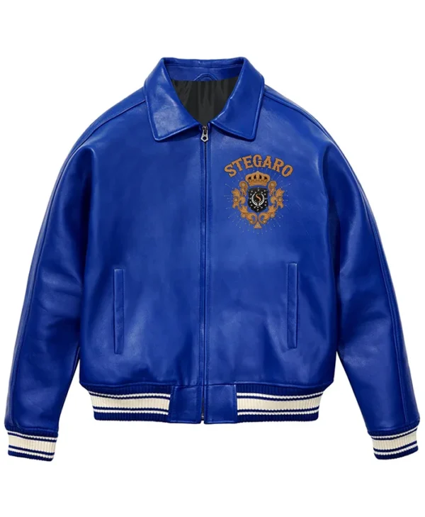 Stegaro American Blue Studded Leather Jacket