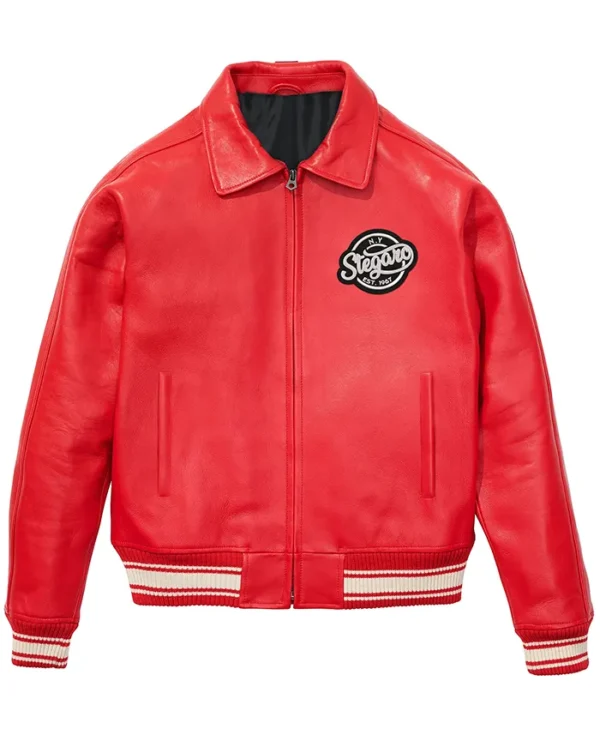 Stegaro Fizz Club Red Real Leather Jacket Back