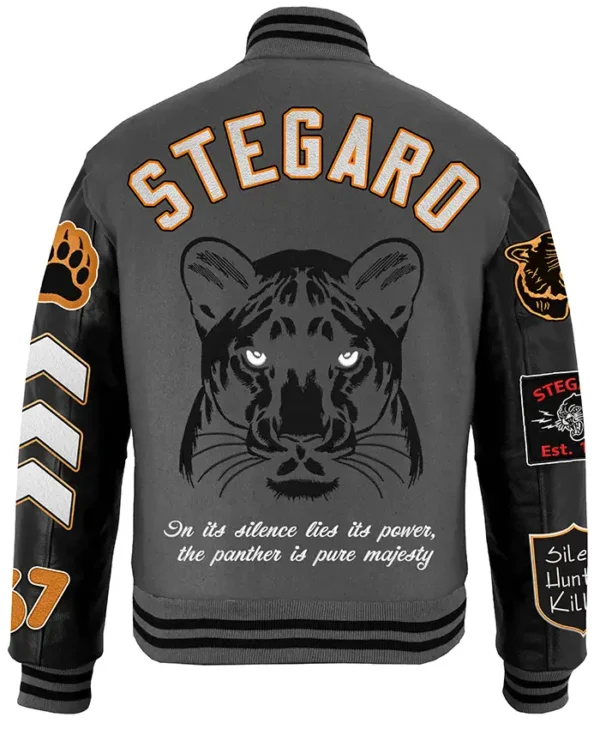 Stegaro Panther Perfect Killer Varsity Bomber Jacket Back