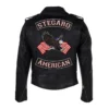American Black Biker Motorcycle Leather Jackets Back