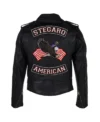 American Black Biker Motorcycle Leather Jackets Back