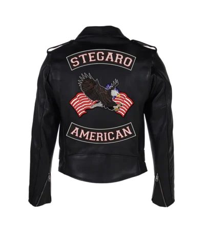 American Black Biker Motorcycle Leather Jackets Back