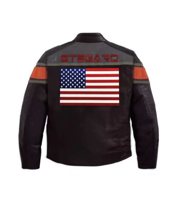Cafe Racer USA Flag Biker Leather Jackets Back
