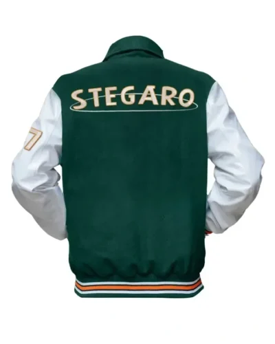 Green And White Varsity Jacket Back
