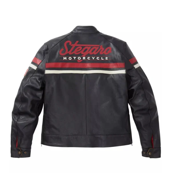 Motorcycle Bonded Leather Biker Jackets Back