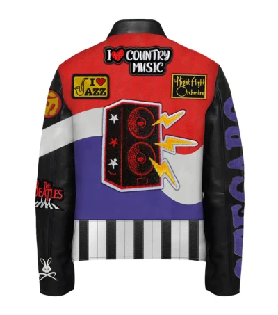 Music Fusion Leather Jacket Back