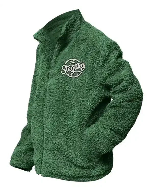 Sherpa Winter Green Fur Jacket Side Look
