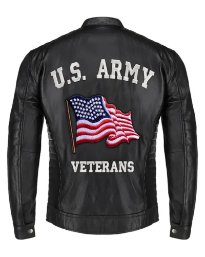 US Army Veterans Leather Jacket Back