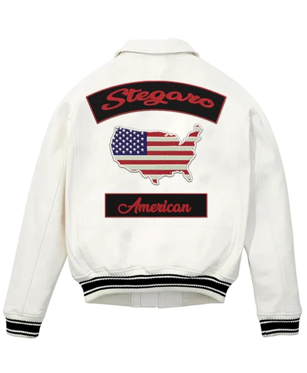 United America Map Leather Jacket Back