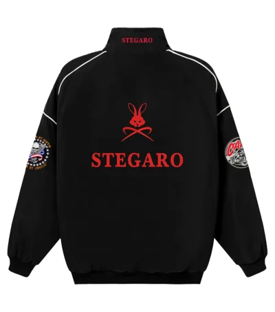 Black Moto Bomber Jacket Back