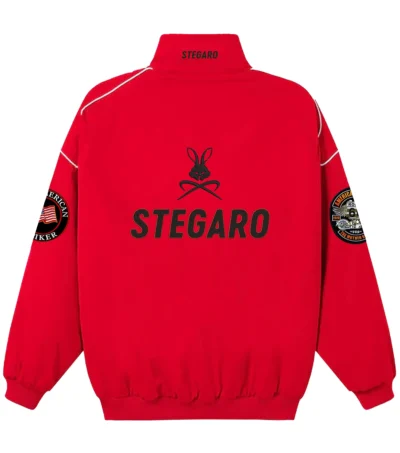 Red Moto Bomber Jacket Back