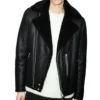 Black Aviator Style Shearling Jacket
