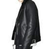 Black Aviator Style Shearling Jacket Side Look