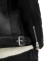 Black Aviator Style Shearling Jacket Zipper