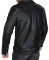 Black Belted Biker Style Leather Jacket for Men Back
