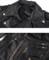 Black Biker Leather Jacket with Multi Pockets Sale