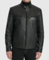 Black Cafe Racer Motorcycle Leather Jacket