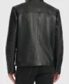 Black Cafe Racer Motorcycle Leather Jacket Back