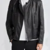Black Cafe Racer Style Leather Jacket for Men