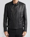 Black Cafe Racer Style Leather Jacket for Mens